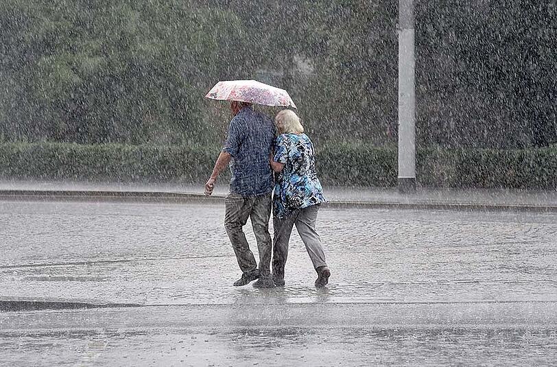 Strömender Regen in Dresden am 15.08.