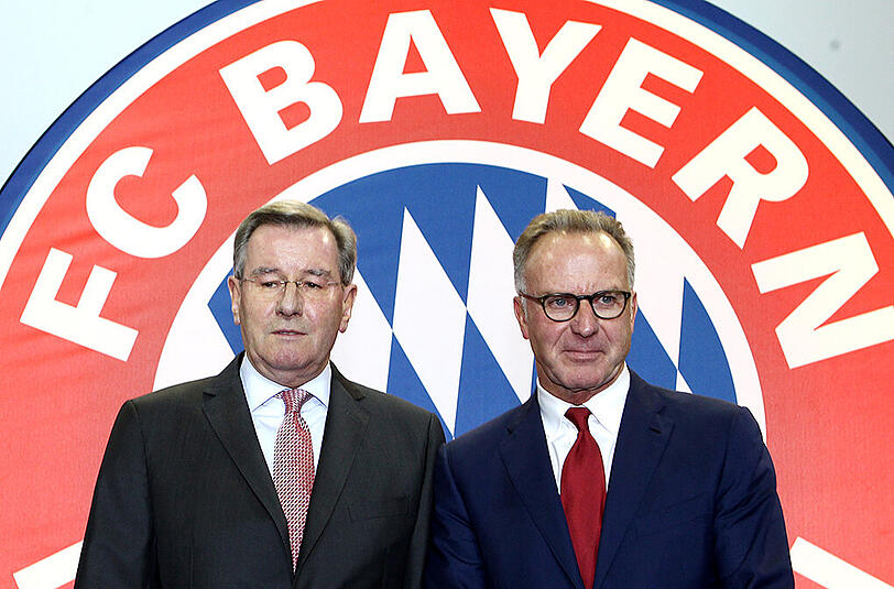 Noch-Präsident Karl Hopfner und Vorstandsvorsitzender Karl-Heinz Rummenigge.