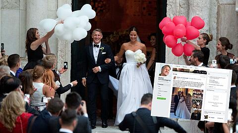 Fußballer Bastian Schweinsteiger und Tennisspielerin Ana Ivanovi bei ihrer kirchlichen Hochzeit am 13. Juli 2016 in Venedig.