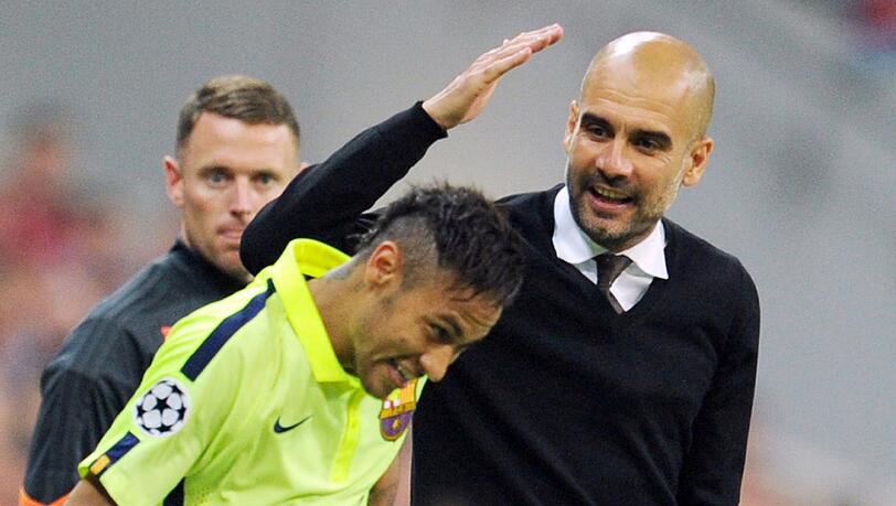 Pep Guardiola (rechts) hätte Neymar fast zum FC Bayern geholt