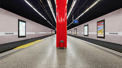 So soll der U-Bahnhof Hohenzollernplatz nach der Sanierung aussehen. Erkennen Sie den Unterschied? Die Vertäfelung der Wände ist weg. Auch das Licht ist neu.