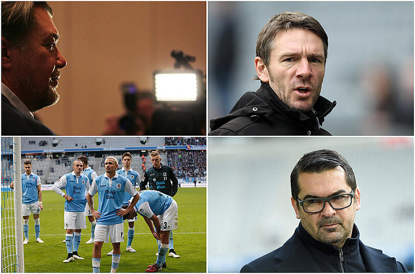 Gerhard Mayrhofer, Markus von Ahlen, die Spieler oder Gerhard Poschner. Wer trägt die Schuld für die verpatzte Hinrunde? (Die Löwen sammelten in 17 Spielen gerade mal 15 Punkte.)