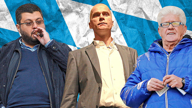 Drei Löwen-Protagonisten (v.l.): Investor Ismaik, im Moment außen vor, Präsident Reisinger, der einen harten Sparkurs befürwortet und Ex-Coach Lorant, der möglichst schnell wieder in den Profifußball zurück will.
