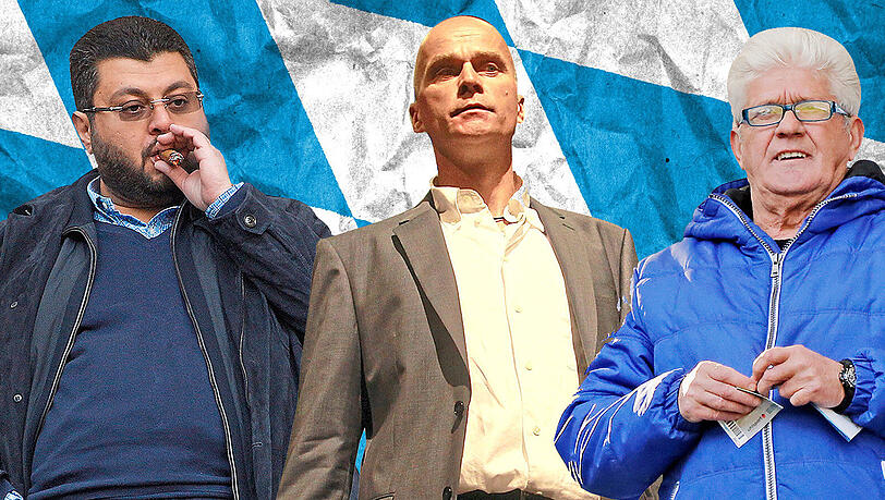 Drei Löwen-Protagonisten (v.l.): Investor Ismaik, im Moment außen vor, Präsident Reisinger, der einen harten Sparkurs befürwortet und Ex-Coach Lorant, der möglichst schnell wieder in den Profifußball zurück will. Drei Löwen-Protagonisten (v.l.): Investor Ismaik, im Moment außen vor, Präsident Reisinger, der einen harten Sparkurs befürwortet und Ex-Coach Lorant, der möglichst schnell wieder in den Profifußball zurück will.