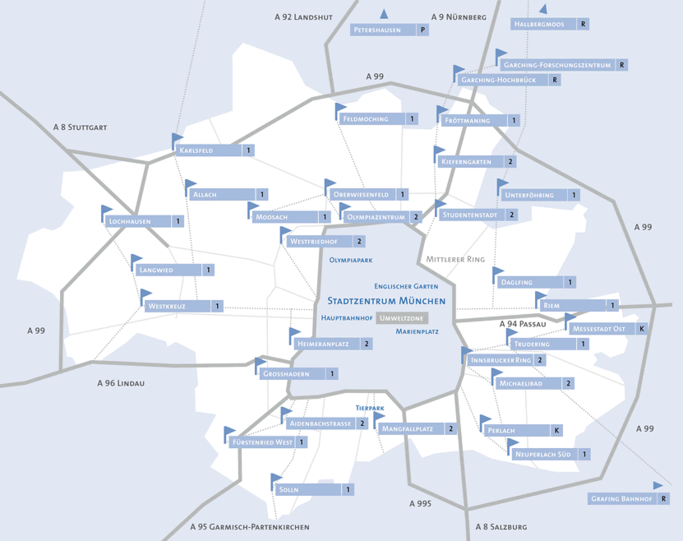 Wird noch dieses Jahr um eine Station in Aubing ergänzt: Der Münchner P+R-Plan.