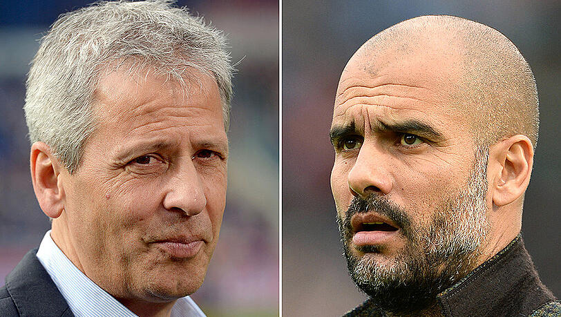 Noch ein möglicher neuer Bayern-Trainer? Lucien Favre (links) - mit Pep Guardiola (rechts). Noch ein möglicher neuer Bayern-Trainer? Lucien Favre (links) - mit Pep Guardiola (rechts).