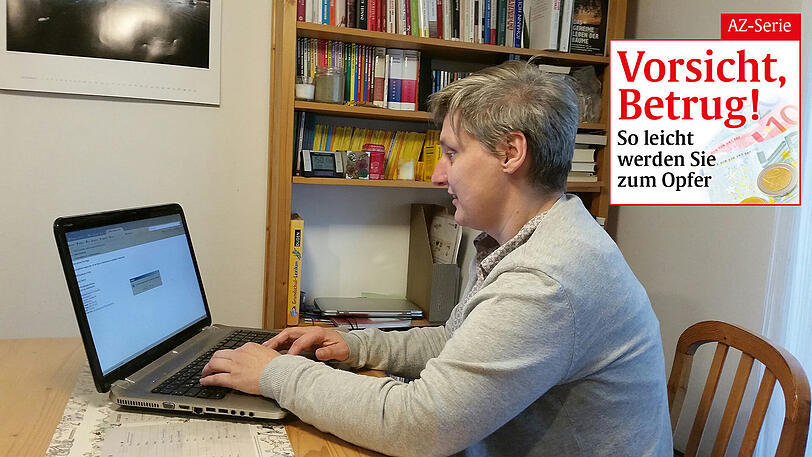Rosi S. an ihrem PC &ndash; den die Betrüger angeblich warten wollten. Sie schwatzten ihr per Telefon unnötige Software auf.