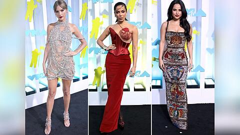 Taylor Swift, Anitta und Becky G (v.l.n.r.) bei den VMAs 2022.
