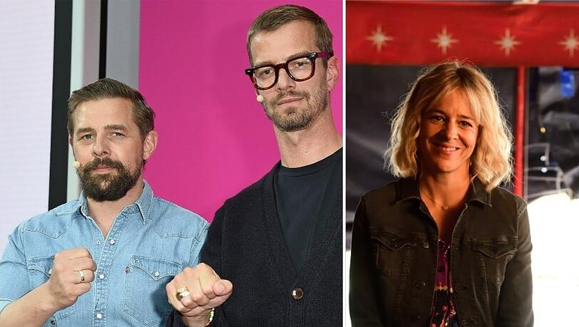 Klaas Heufer-Umlauf (l.) und Joko Winterscheidt hatten keine Chance gegen Angelika Flierl (Bernadette Heerwagen) und ihre Kollegen in "München Mord: Nix für Angsthasen". Klaas Heufer-Umlauf (l.) und Joko Winterscheidt hatten keine Chance gegen Angelika Flierl (Bernadette Heerwagen) und ihre Kollegen in "München Mord: Nix für Angsthasen".