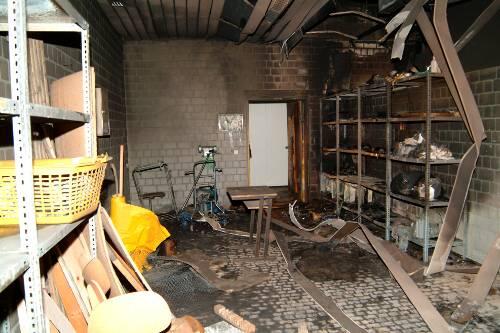 der Werkraum nach dem Brand: Boden und Decke müssen erneuert werden.