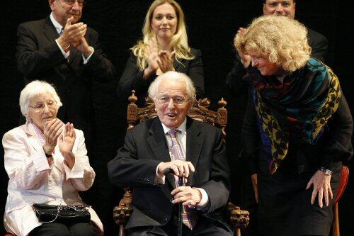Der Patriarch und seine Nachfolgerinnen: Wolfgang Wagner, hinter ihm Katharina, neben ihm (r.) Eva