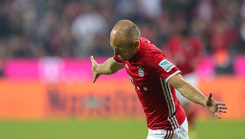 Arjen Robben bejubelt sein Tor zum 3:0 gegen Hertha BSC. Arjen Robben bejubelt sein Tor zum 3:0 gegen Hertha BSC.