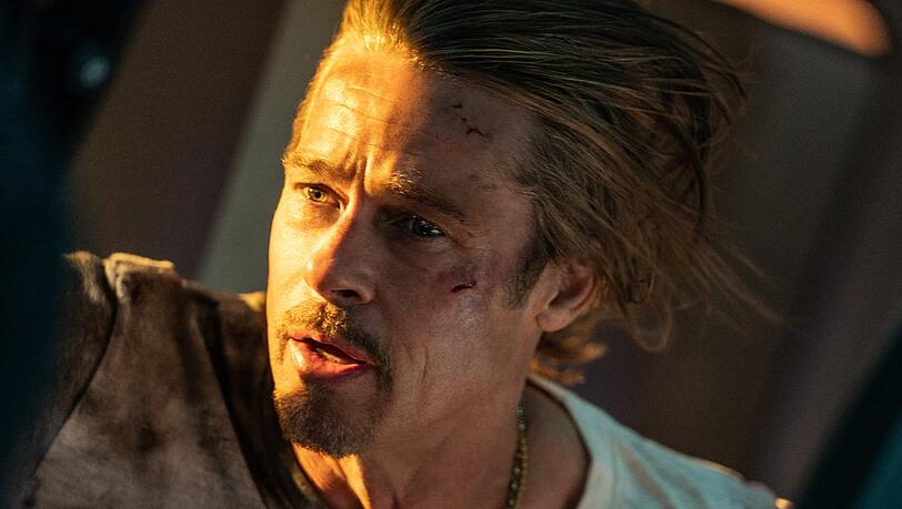 Brad Pitt als geschundener Zuggast in "Bullet Train".