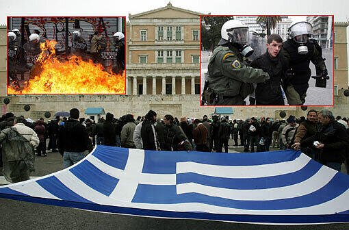 Brennende Geschäfte und Dutzende Verletzte: Stundenlange Krawalle begleiten in Athen die entscheidende Parlamentsdebatte. Immer wieder kam es jüngst zu Ausschreitungen. Die Bilder der vergangenen Tage aus Athen.