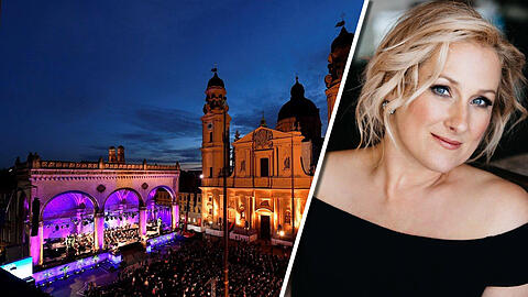 Sopranistin Diana Damrau tritt am 13. Juli 2018 auf dem Odeonsplatz auf