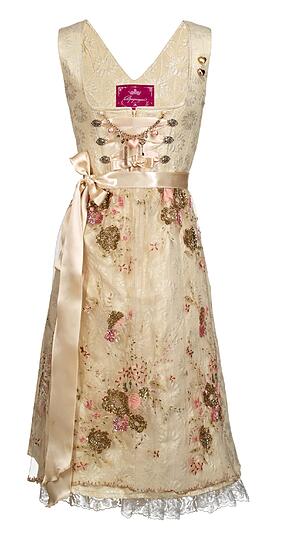 Kostbare Stoffe wie Brokat, Seide, und handbestickte französische Spitze: Die neue Kollektion des Dirndl-Labels "Alpenprinzessin"
