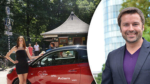 Links: Hübsches Duo: Die amtierende Schöne Münchnerin Katrin Biller mit dem diesjährigen Hauptpreis, einem Opel Adam. Rechts: Jerome Siel ist Marketingleiter Nordeuropa für Ebel. Links: Hübsches Duo: Die amtierende Schöne Münchnerin Katrin Biller mit dem diesjährigen Hauptpreis, einem Opel Adam. Rechts: Jerome Siel ist Marketingleiter Nordeuropa für Ebel.