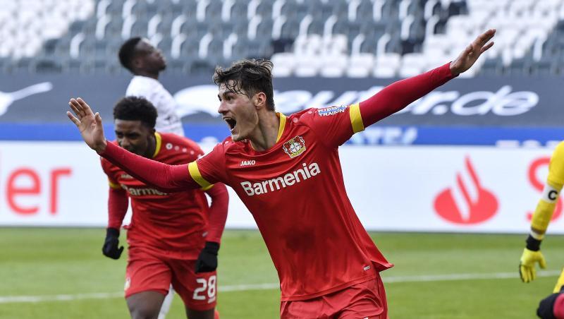 Leverkusens Patrik Schick jubelt nach seinem Tor. Leverkusens Patrik Schick jubelt nach seinem Tor.