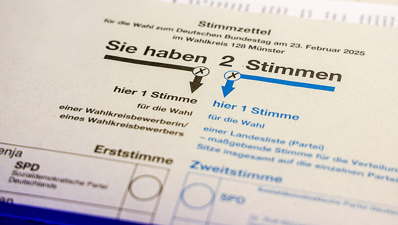 Bei der Bundestagswahl hat man zwei Stimmen: für einen Kandidaten und für die Partei.