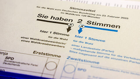 Bei der Bundestagswahl hat man zwei Stimmen: für einen Kandidaten und für die Partei.