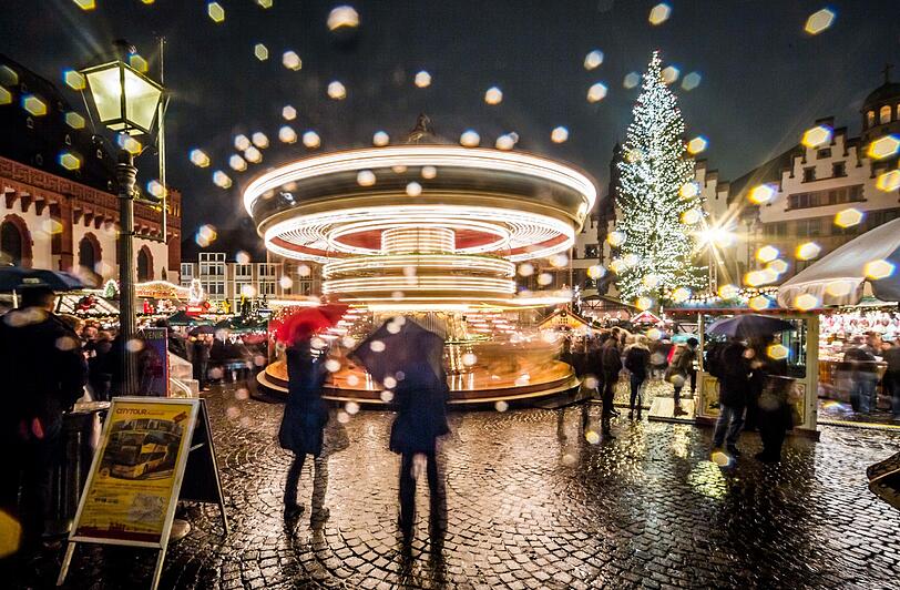 Weihnachtsstimmung auf dem Christkindlmarkt in Frankfurt am Main.