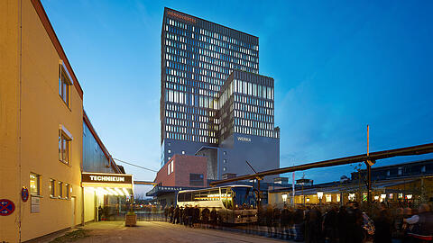 Blickfang mit Ausblick: Aus dem früheren Kartoffelsilo wird ein Hotelturm.