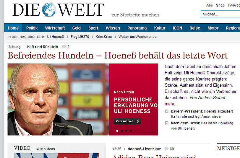 Die Welt spricht dem ehemaligen Bayern-Präsidenten wenigstens das letzte Wort in der Angelegenheit zu.
