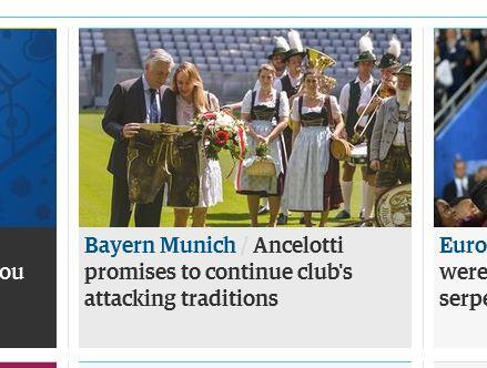 Auch in der englischen Presse reagierte man auf den neuen Bayern-Trainer. Besonders im Fokus die Ancelotti-Ankündigung weiterhin offensiv spielen zu wollen, wurde in den Mittelpunkt gerückt.