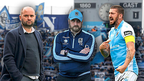 Stehen beim TSV 1860 auf der Gehaltsliste: Geschäftsführer Michael Scharold, Trainer Daniel Bierofka und Stürmer Sascha Mölders (von links).