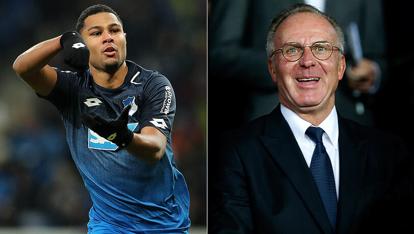 Bayern-Boss Karl-Heinz Rummenigge (rechts) beobachtet die Entwicklung von Leihgabe Serge Gnabry sehr genau.