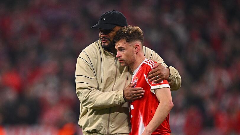 Bayern-Trainer Vincent Kompany (l) mit seinem Antreiber Joshua Kimmich. (Archivbild) Bayern-Trainer Vincent Kompany (l) mit seinem Antreiber Joshua Kimmich. (Archivbild)