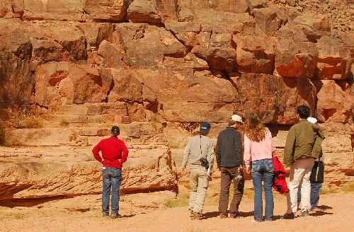 Libyien: Felszeichungen im Wadi Mathenduscha, Foto: von Poser