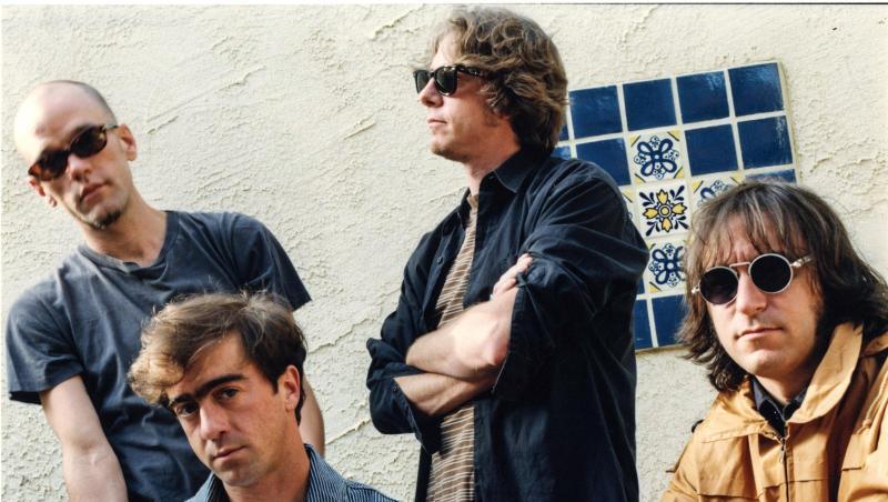 Die Mitglieder der Band R.E.M. 1994.