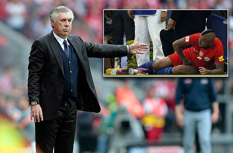 Für Trainer Carlo Ancelotti kommt es knüppeldick: Nben Neuer fallen auch noch Martínez, Vidal und Robben aus.