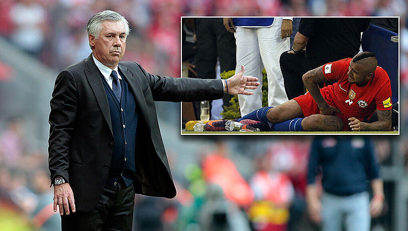 Für Trainer Carlo Ancelotti kommt es knüppeldick: Nben Neuer fallen auch noch Martínez, Vidal und Robben aus. Für Trainer Carlo Ancelotti kommt es knüppeldick: Nben Neuer fallen auch noch Martínez, Vidal und Robben aus.