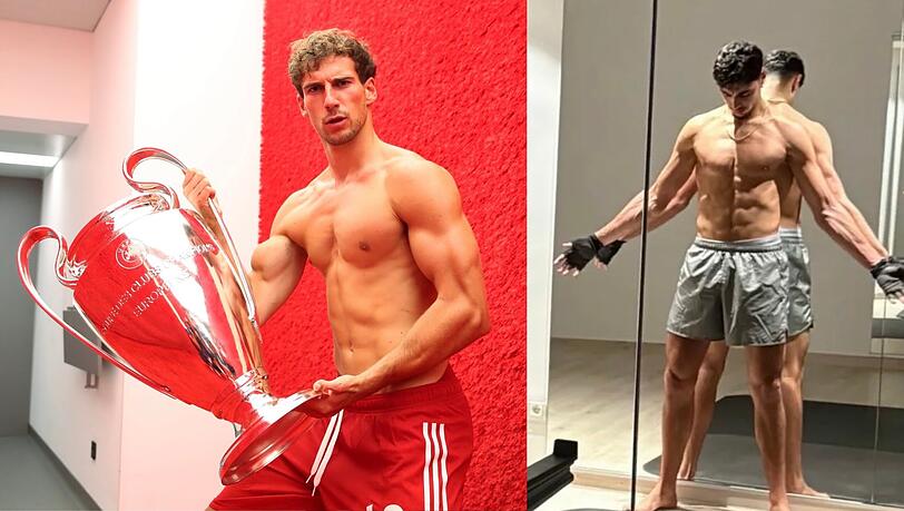 Kaum ein Unterschied: Leon Goretzka mit dem Henkelpott und Aleksandar Pavlovic.