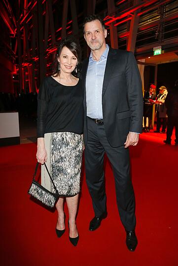 Iris Berben und Heiko Kiesow beim Empfang der Filmstiftung NRW im Rahmen der 64. Berlinale.