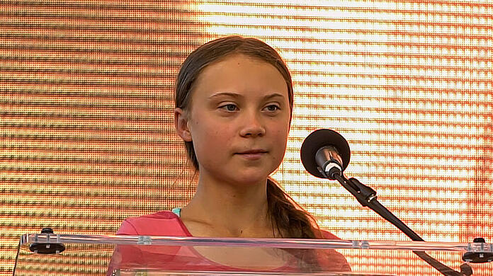 Greta Thunberg bei einer Rede in New York City im vergangenen Jahr