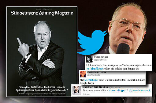 Im Vorfeld der Bundestagswahl 2013 wurden auch die Spitzenkandidaten der Parteien mit Posen zu medialen Phänomenen zu werden. SPD-Kandidat Peer Steinbrück präsentierte seinen Mittelfinger äußerst Medienwirksam - "Peer's Finger" war geboren.