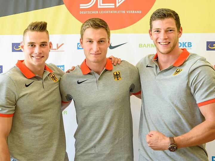 Die Speerwerfer Johannes Vetter, Thomas Röhler und Andreas Hofmann (l-r) wollen bei der WM für Furore sorgen.