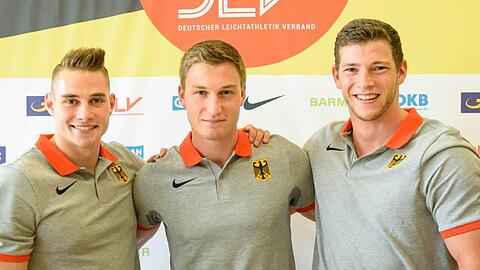 Die Speerwerfer Johannes Vetter, Thomas Röhler und Andreas Hofmann (l-r) wollen bei der WM für Furore sorgen.