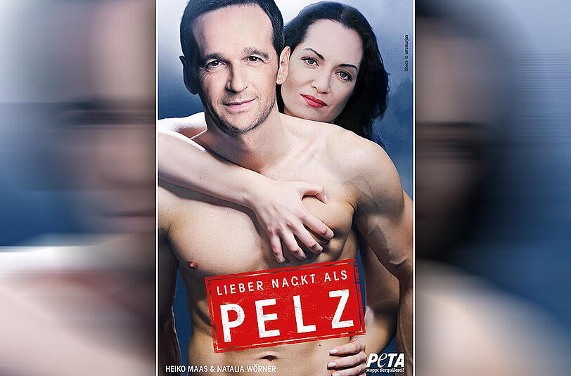 Täuschend echt: Heiko Maas und Natalia Wörner in einer gefakten &bdquo;Peta&ldquo;-Anzeige.