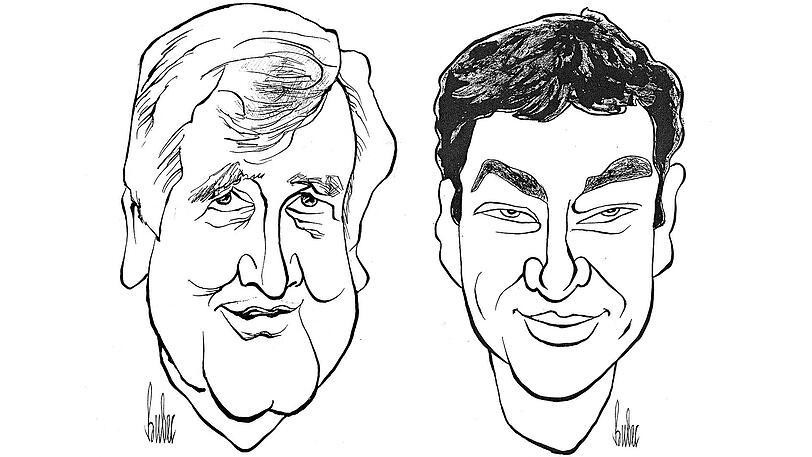 Die Karikaturen von Lutz Backes alias "Bubec" zeigen die den amtierenden bayerischen Ministerpräsidenten Horst Seehofer und seinen designierten Nachfolger Markus Söder (beide CSU).