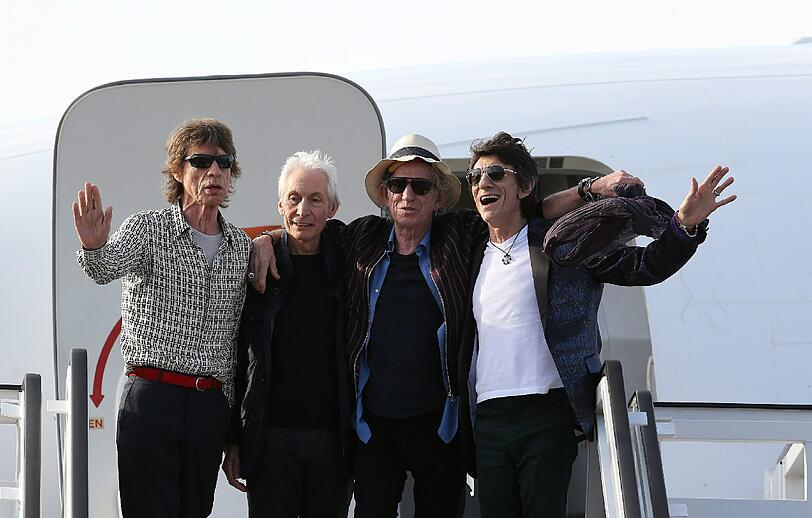 Die Stones bei ihrer Ankunft in Havanna.