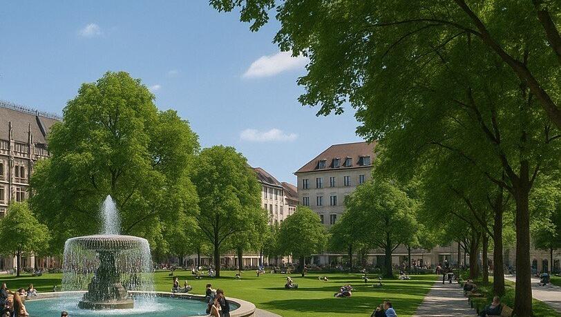 So hat sich die CSU den Marienhof vorgestellt. Nun will das Baureferat einen Brunnen pr&uuml;fen.