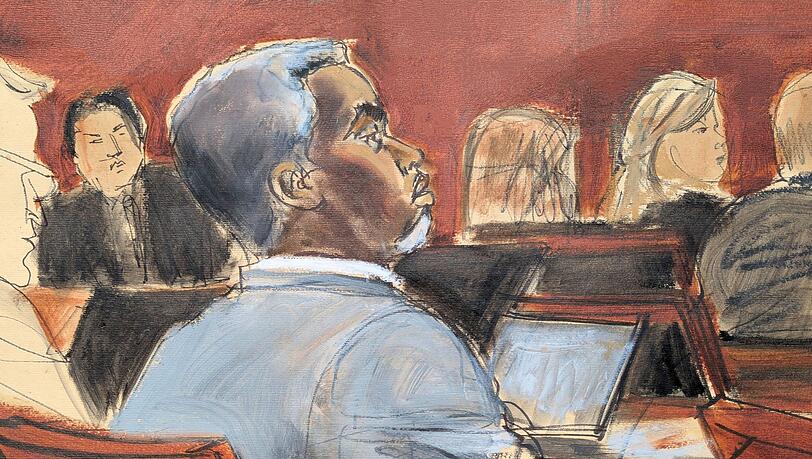 Die Gerichtszeichnung zeigt Sean "Diddy" Combs, der den Eröffnungsplädoyers am ersten Verhandlungstag vor dem Bundesgericht in Manhattan zuhört. (Archivfoto)