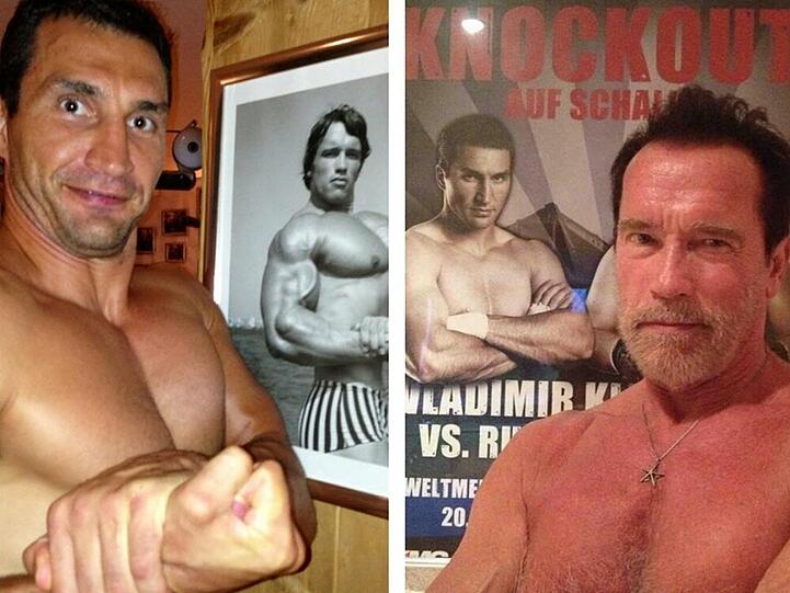 Wladimir Klitschko (li.) und Arnold Schwarzenegger haben früher zusammen trainiert