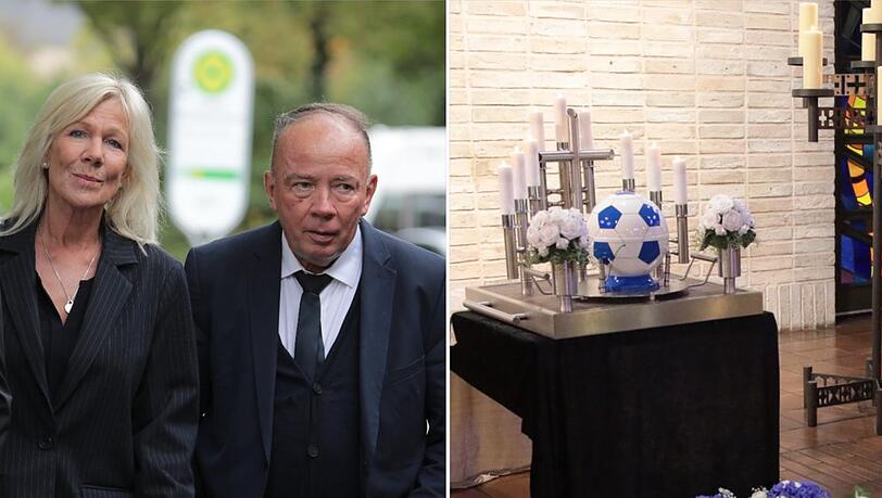 Die RTL-Gesichter Ulrike von der Groeben und Ulrich Klose waren dabei, als Ulli Potofski in einer Fußball-Urne beerdigt wurde.