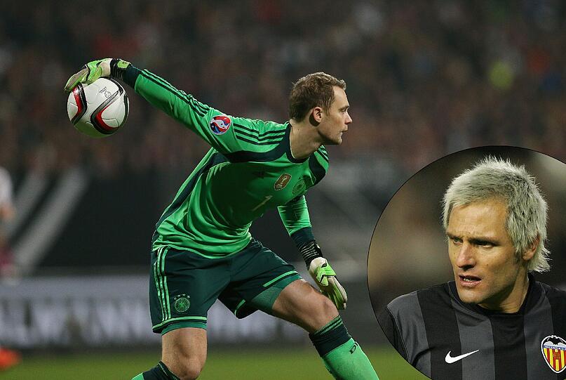 Zwei herausragende Mitglieder der Torwart-Gilde: Bayern-Schlussmann Manuel Neuer und Santiago Canizares, früherer Keeper des FC Valencia.