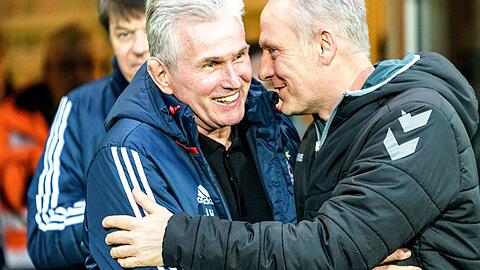 Trainerkollegen in der Bundesliga: Jupp Heynckes (li.) vom FC Bayern und Christian Streich vom SC Freiburg.